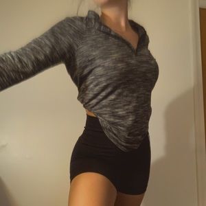 Grey Quarter-Zip Workout Top